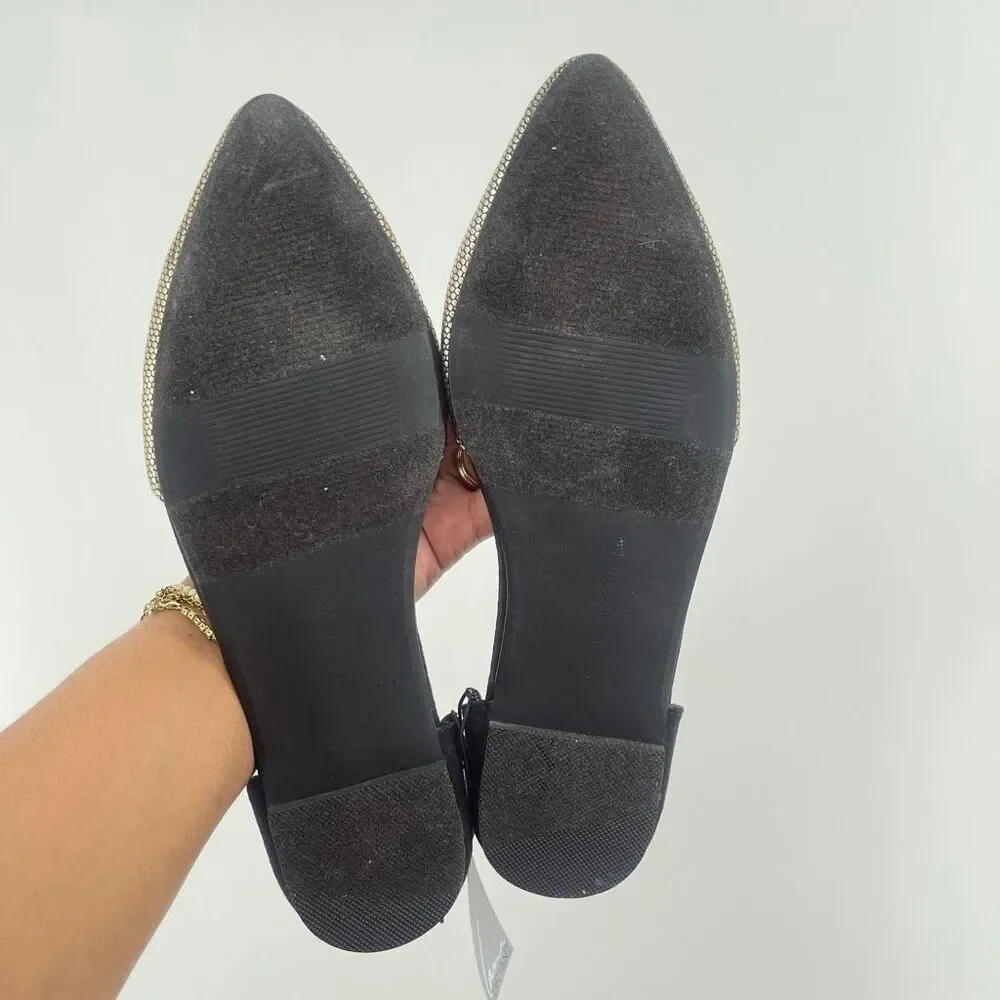 Lane Bryant Metallic D’Orsay Flats Pointed Toe Gold Black NWT Size 10